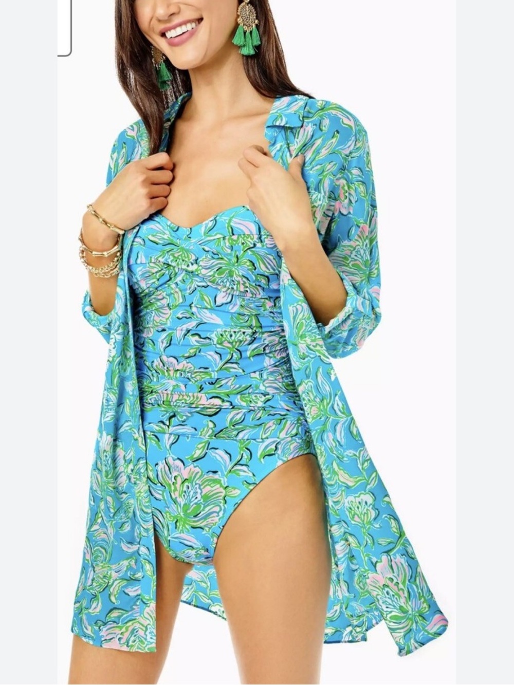 Lilly Pulitzer Natalie Shirt Dress/Cover Up Small In Cumulus Blue